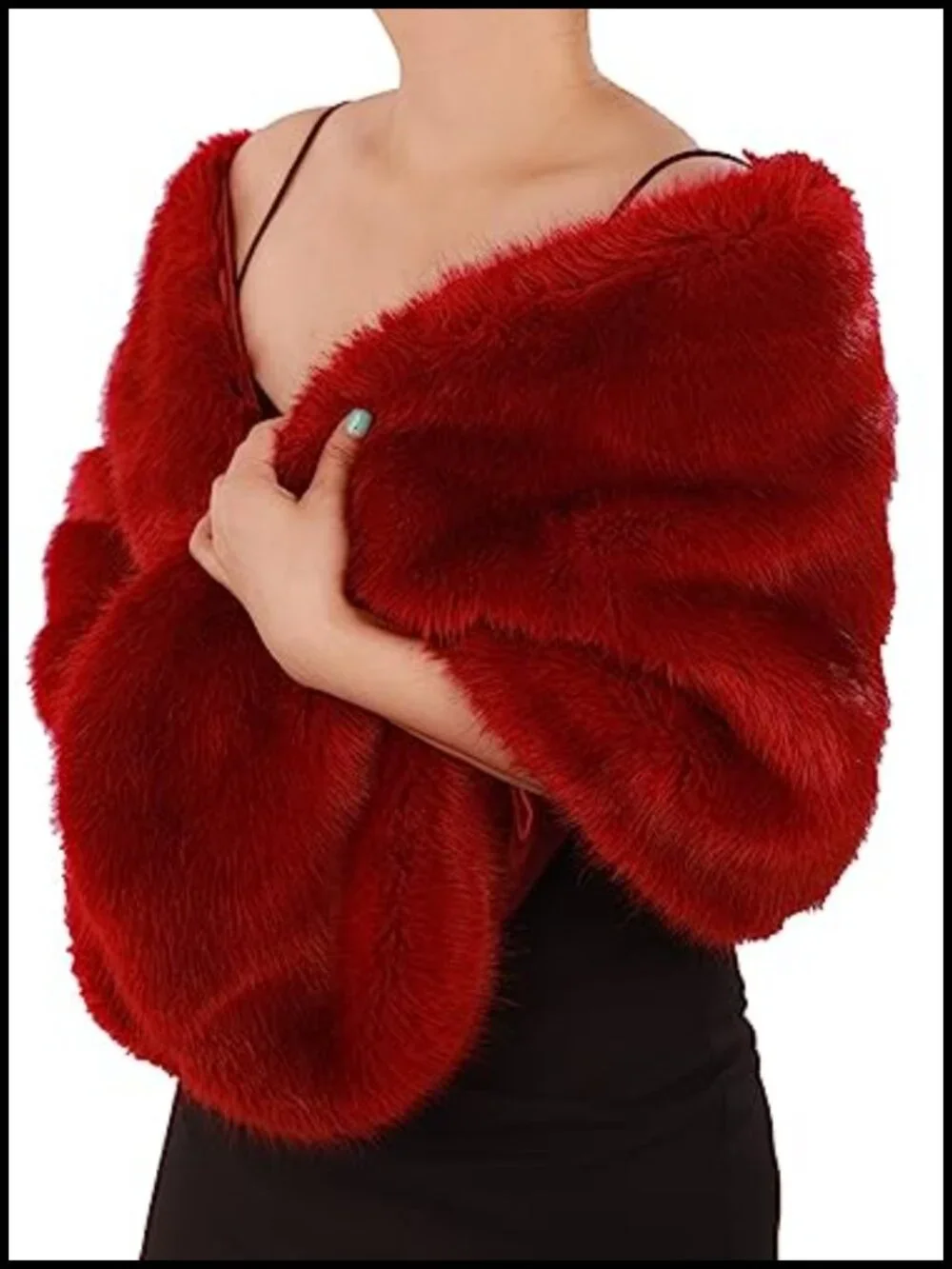Faux Fur Shawl Wrap for Women, Bridal Wedding Cover Up, Warm Winter Stole